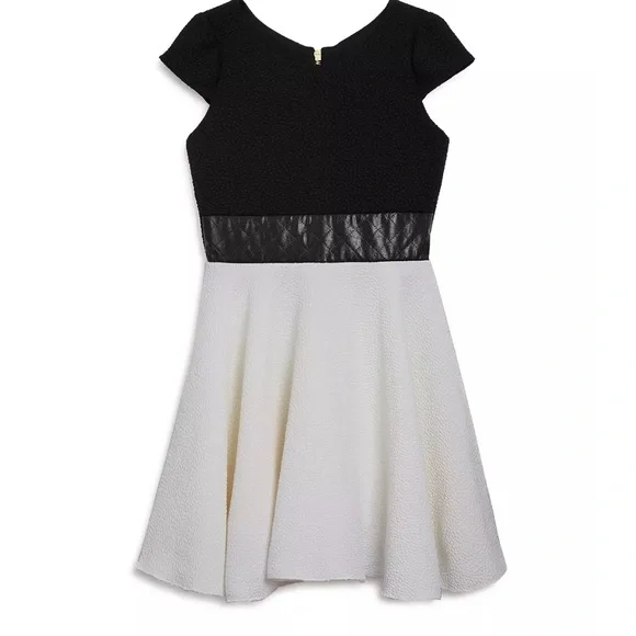 green emerald velvet dress Girls Dress White And Black Pleated Skirt Lace Sequin – Sunny Fashion main image 1